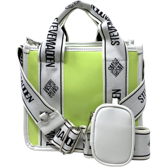 Steve Madden Handbags - NWT Steve Madden Bwebber Convertible Tote Bag Lime Green Crossbody Faux Leather
